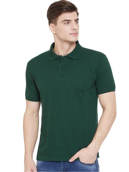 Cotton Matty Solid Half Sleeves Mens Polo Neck T-Shirt Pack Of 3