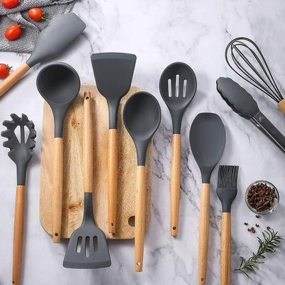 Silicone Cooking Utensils Set of 11pcs with Holder